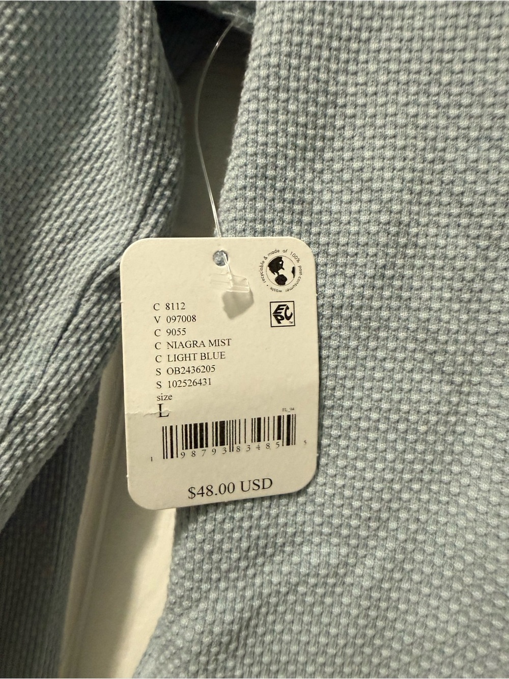 Free People Pale Blue Ribbed Long Sleeve Mock Neck Top - Picture 7 of 7